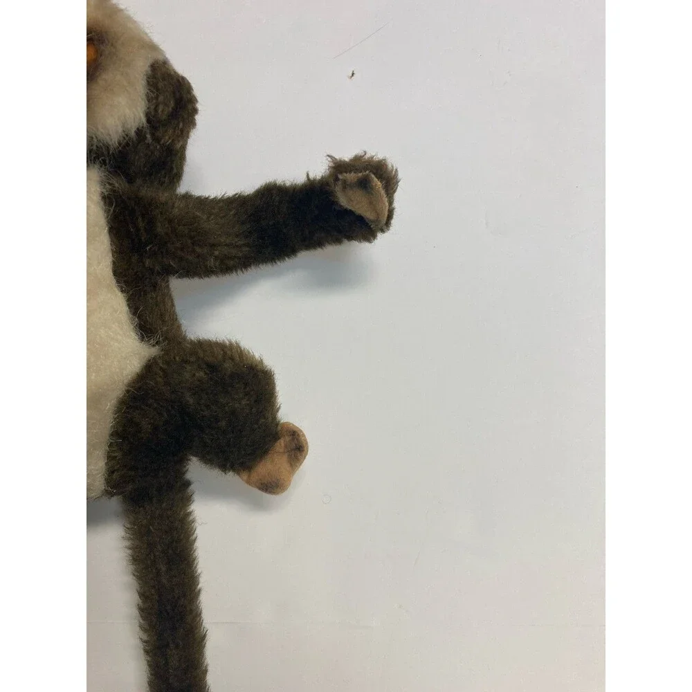 Vintage Small Brown, White & Beige Monkey Plush Stuffed Animal Long Tail